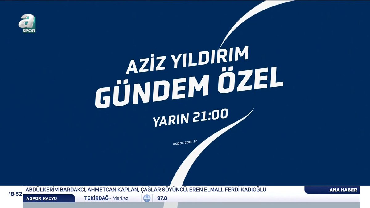 Aziz Yıldırım, yarın saat 21.00'de A Spor'un konuğu olacak.