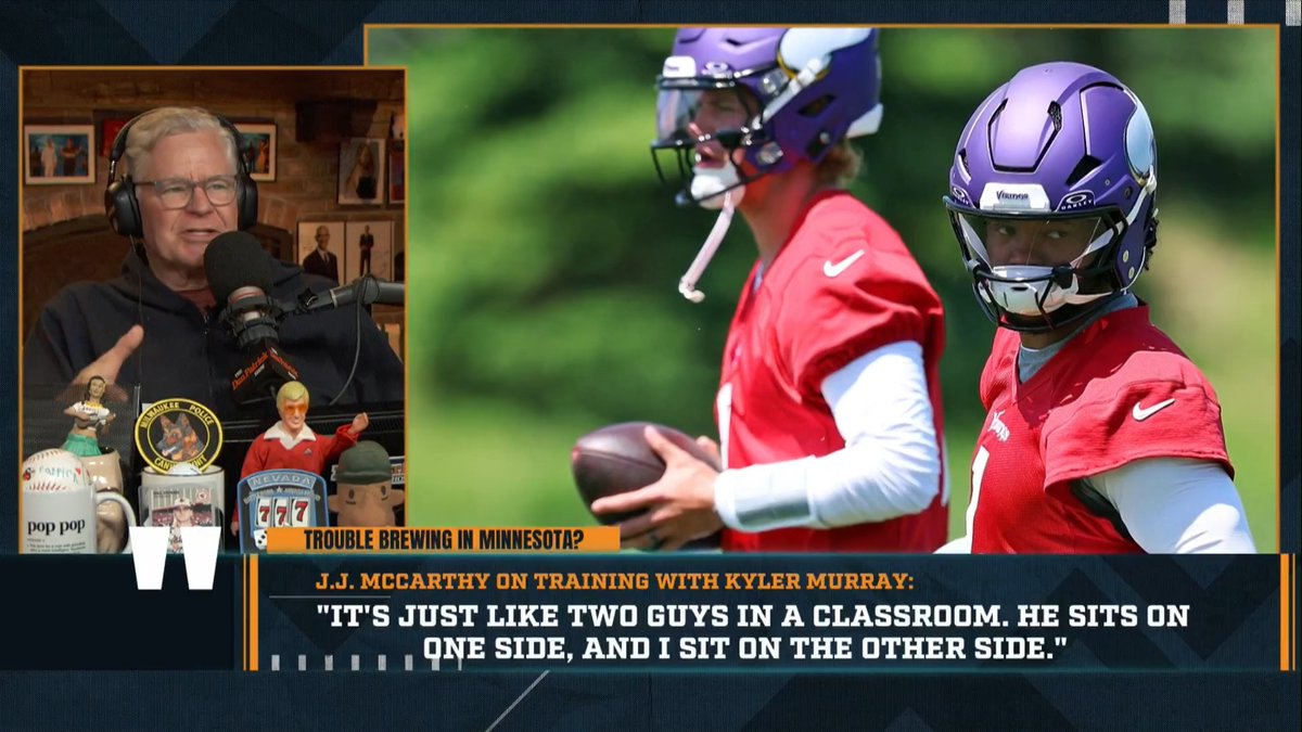 "If I'm a reporter with the #Vikings, you've opened the door – you've opened the windows, the garage door, you've opened the roof! Now I can ask all the time with this." – DP on J.J. McCarthy's comments about his relationship with Kyler Murray