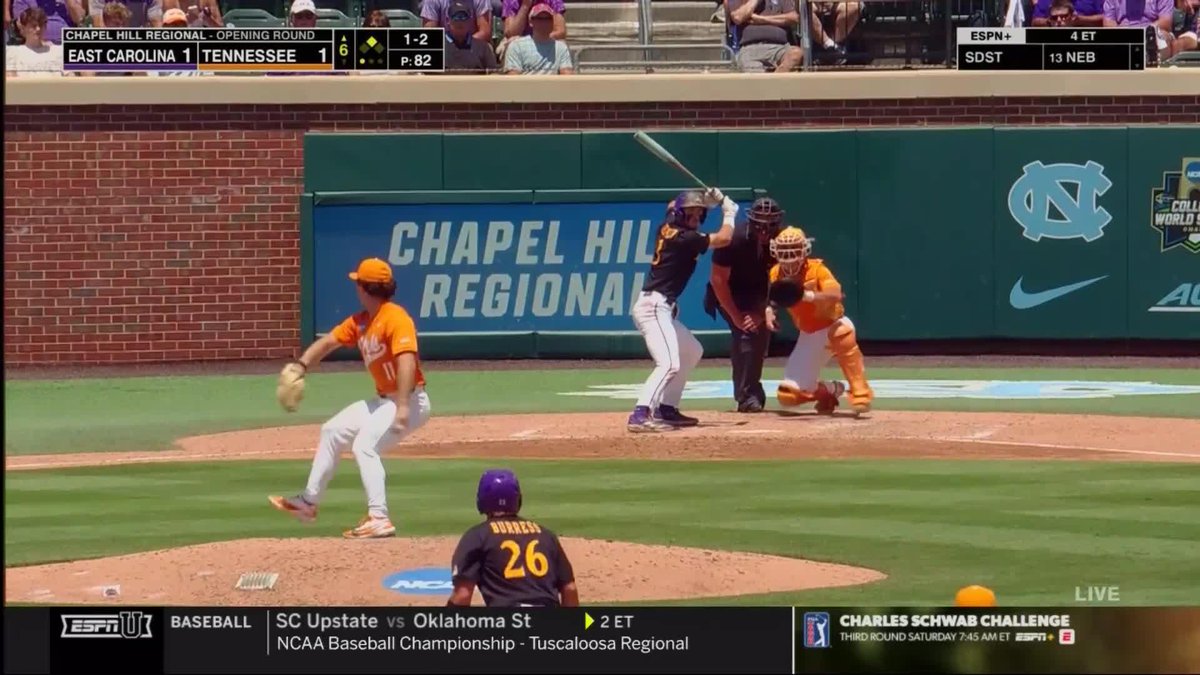 If Tennessee makes any type of run in this UNC regional or makes it past this regional further in the postseason… Remember this play from Reese Chapman gunning the ECU runner out at home. Potentially a season changing throw for the Vols.