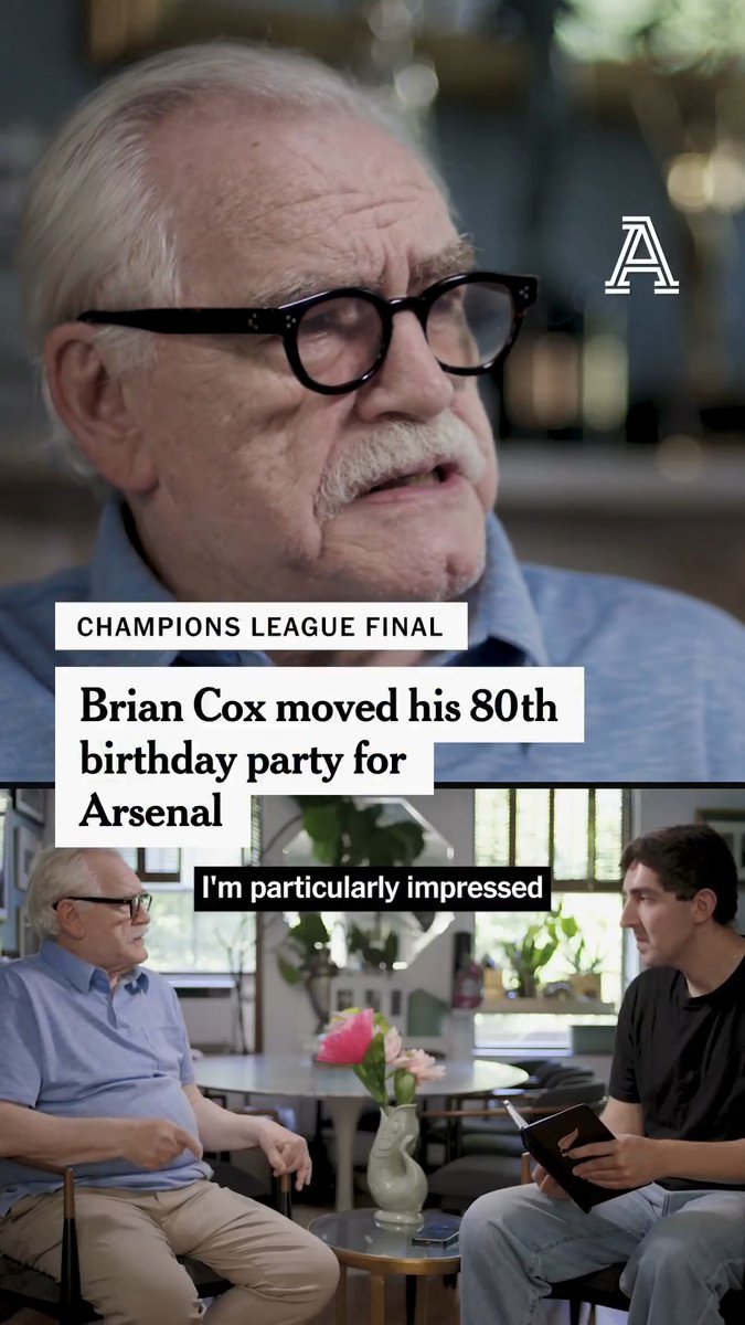 Brian Cox has moved his 80th birthday party to accommodate Arsenal's #UCL final against PSG. The Succession star sat down with Adam Crafton to discuss his admiration for Mikel Arteta, Arsenal & his love of the beautiful game. Watch the full interview next week on The Athletic.