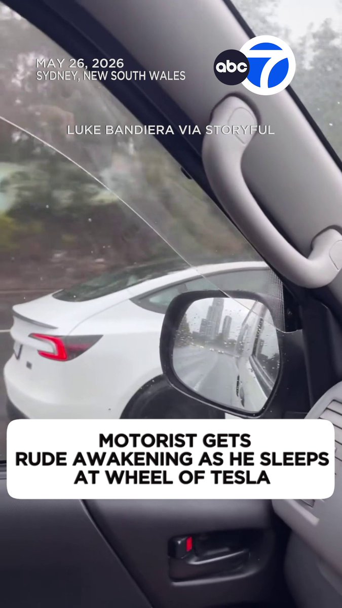 A Sydney driver who appeared to be having a snooze at the wheel of his self-driving Tesla had a rude awakening. Luke Bandiera, who took the footage, said the situation felt “unsafe and dangerous” to him due to the speed and weather conditions.