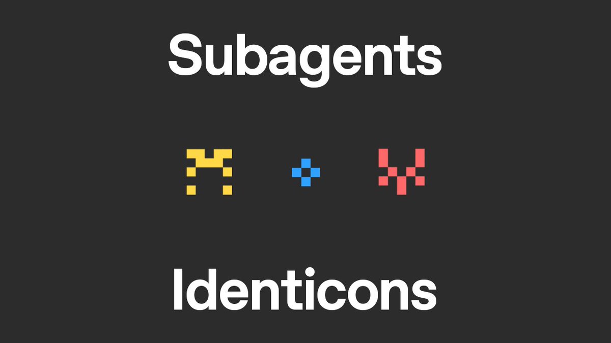 2 quality-of-life improvements for developers working with Codex today: Codex background agents now have stable pixel identicons. When the same agent shows up across tabs, mentions, transcripts, and the thread panel, it’s easier to recognize at a glance.
