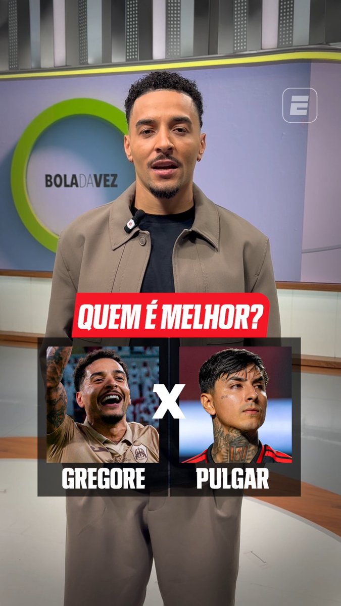 No duelo entre os volantes do futebol brasileiro, quem leva a melhor: Gregore ou…? 🤔🔥 Assista ao Bola da Vez com Gregore, neste sábado (30), às 21h (de Brasília), pela ESPN no Plano Premium do #DisneyPlus #FutebolNaESPN #BolaDaVez