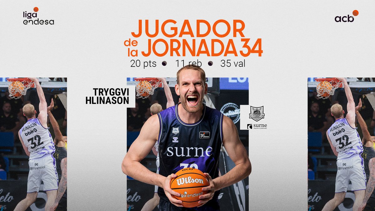 ✅ Su mejor partido en #LigaEndesa: 35 de valoración ✅ Último billete para el #PlayoffLigaEndesa conseguido ✅ Jugador de la última jornada de la #LigaEndesa Nada mal para TRYGGVI HLINASON, ¿no? 😎 | Surne Bilbao 😎