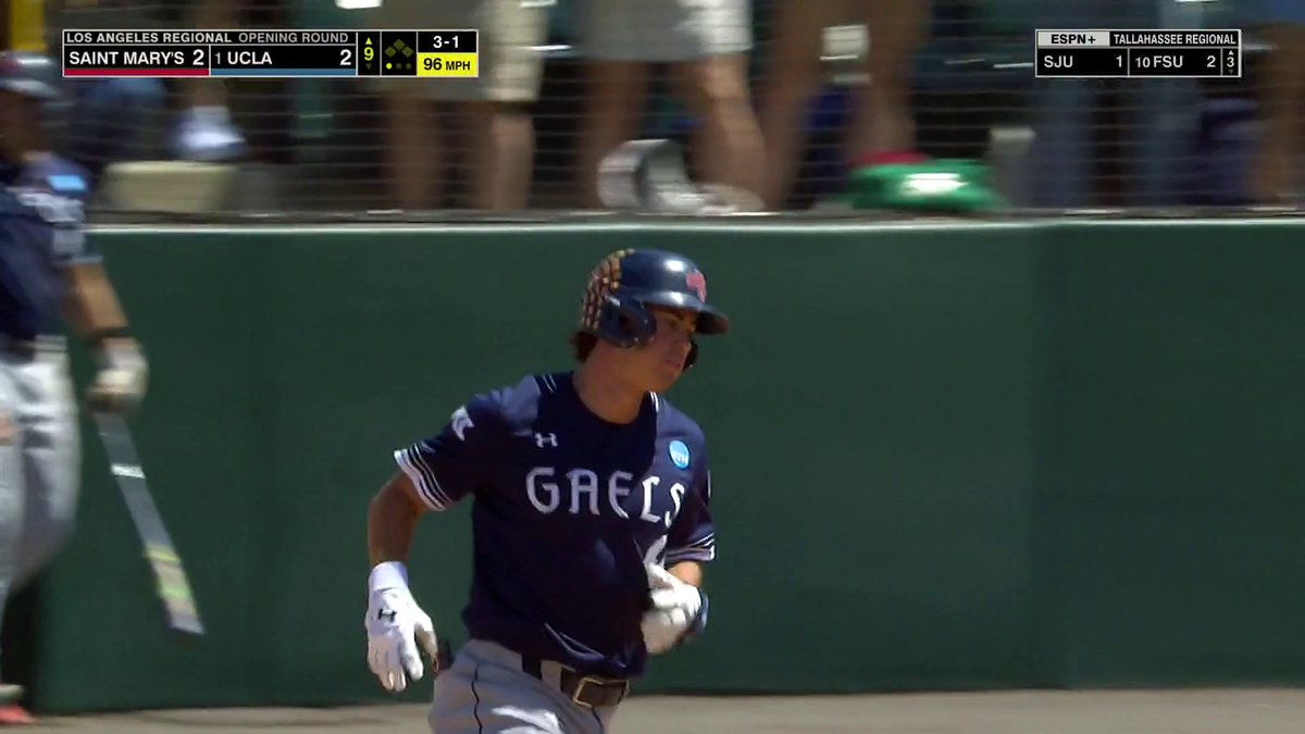 SAINT MARY'S SOLO HR TO TAKE A 3-2 LEAD OVER NO. 1 OVERALL SEED UCLA IN THE 9TH 🚨 Watch now on ESPN2 and the ESPN App ⚾️