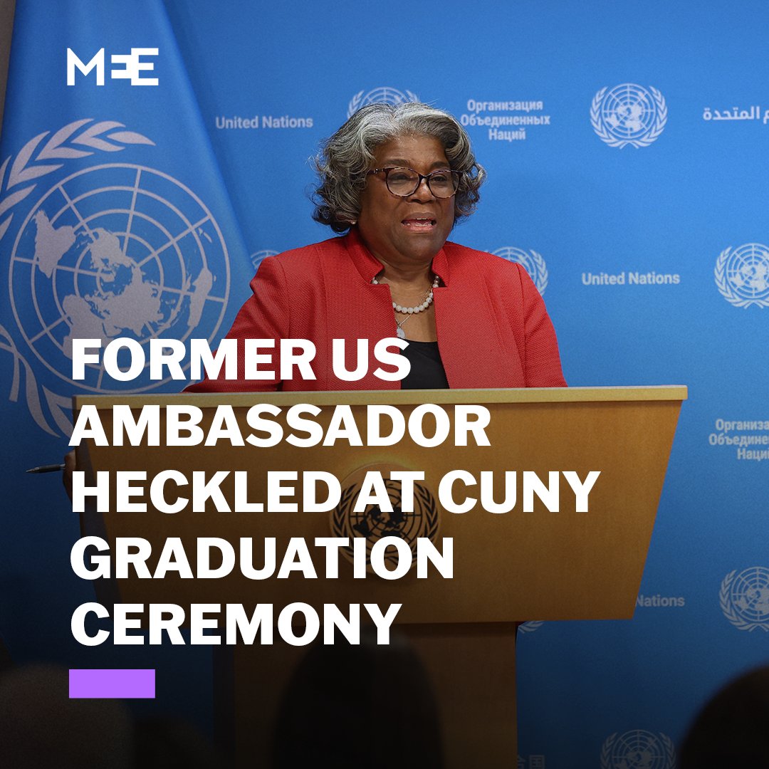 Students from the Colin Powell School at City College of New York heckled Linda Thomas-Greenfield, the former US ambassador to the UN during the Biden administration, at their graduation ceremony on Thursday