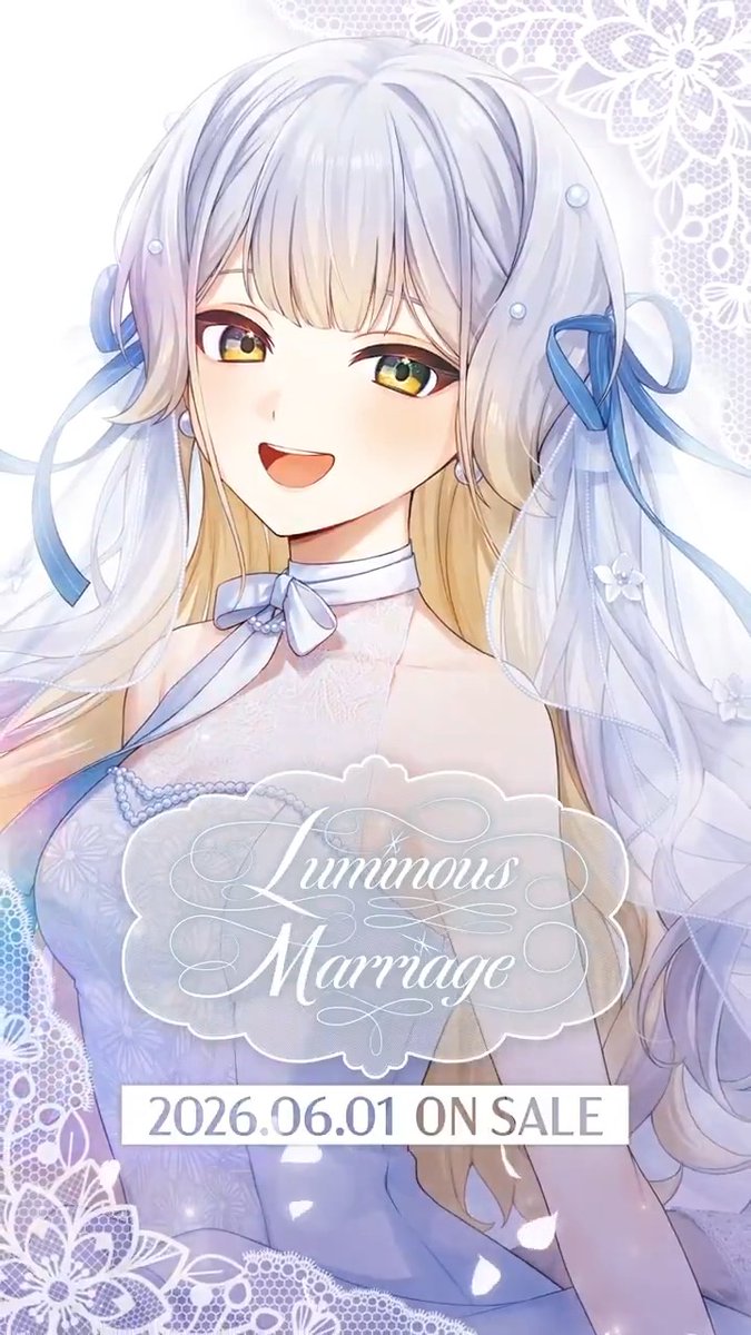 【Luminous Marriage #栞葉るり ビジュアル紹介】 華やかな衣装に身を包んだ『Luminous Marriage』グッズは 6/1(月)18:00より #にじストア にて販売開始！ 担当：青色おと 様 ▼YouTube Shortsでも公開中！ #にじさんじジューンブライド2026