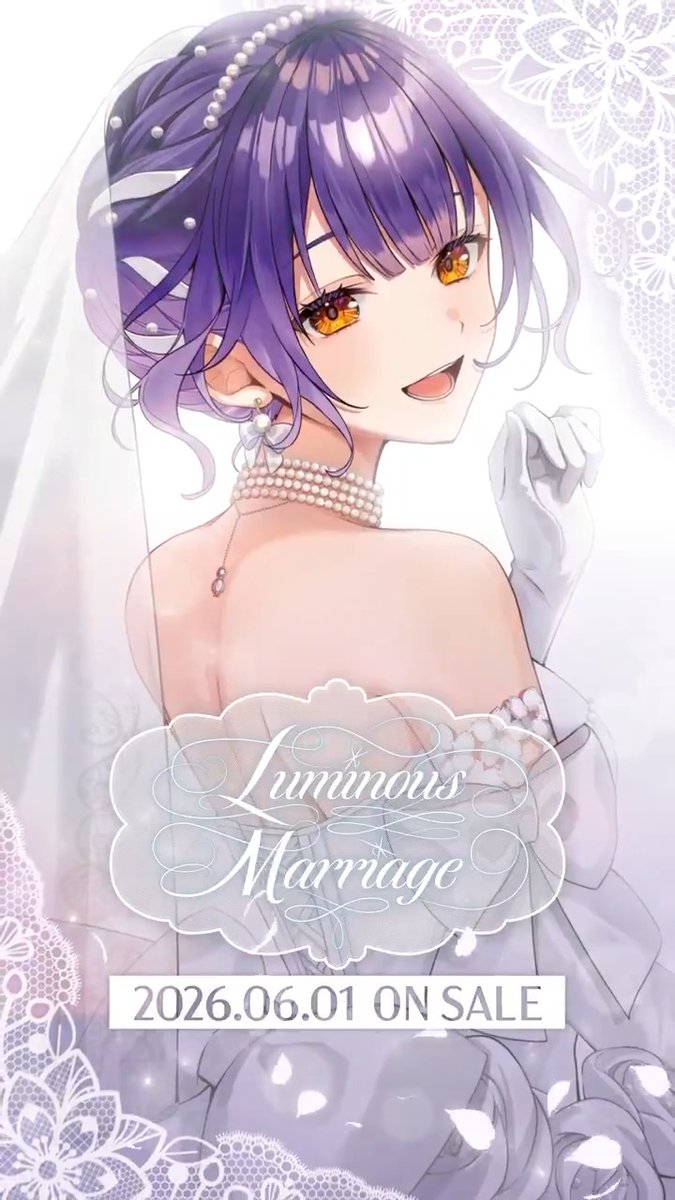 【Luminous Marriage #七瀬すず菜 ビジュアル紹介】 華やかな衣装に身を包んだ『Luminous Marriage』グッズは 6/1(月)18:00より #にじストア にて販売開始！ 担当：鳴鹿 様 ▼YouTube Shortsでも公開中！ #にじさんじジューンブライド2026