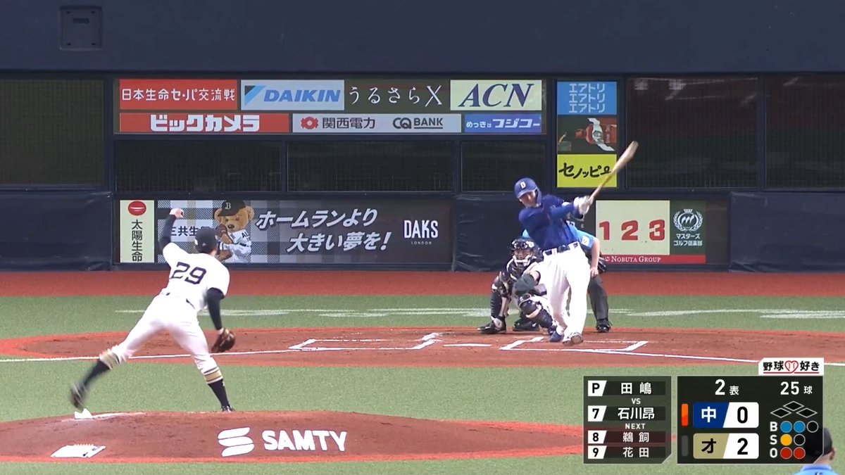 中日 石川昂弥 選手に第3号ソロホームランを許す.. 👇日本生命セ・パ交流戦見るならパテレ！