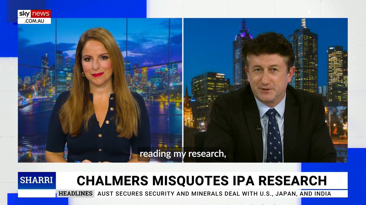 “It’s great that the Treasurer is reading my research — but he completely misrepresented it.” The IPA’s research argued for a simpler and fairer tax system with lower income taxes, not a minimum 30% capital gains tax rate, higher marginal tax rates, and policies that punish innovation and investment. 📺 Adam Creighton sets the record straight on Sharri: