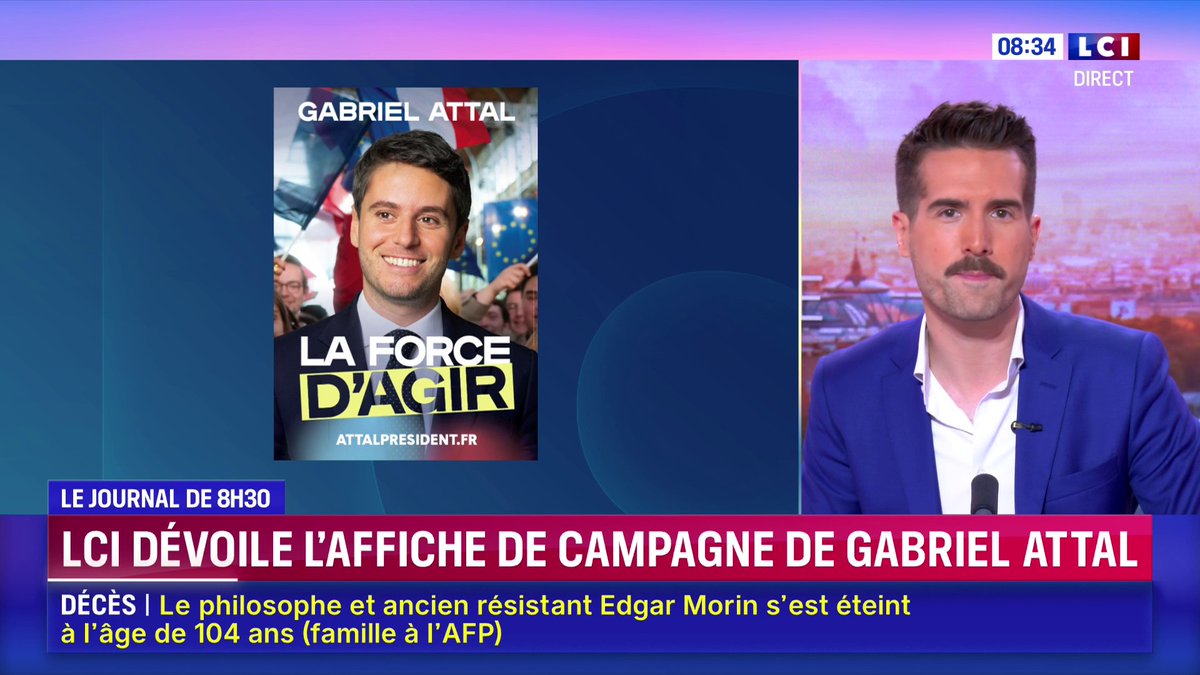 🔴 EXCLU TF1-LCI : l’affiche de campagne officielle de Gabriel Attal, candidat Renaissance à la présidentielle 2027, dévoilée 📺 La Matinale LCI