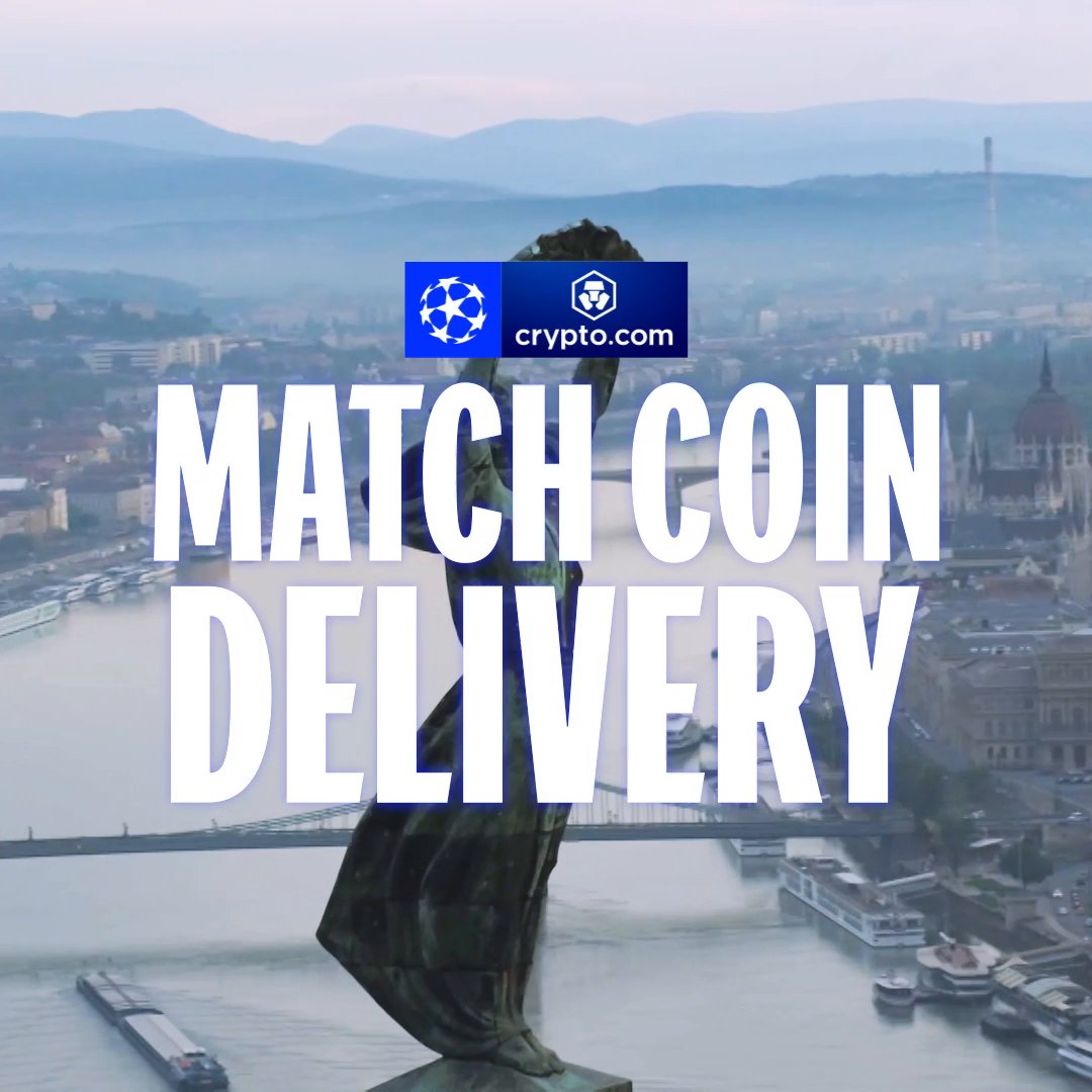 Every legendary match starts with a single toss. 🪙✨ High above Budapest, the Official Match Coin made its way to the Puskás Aréna, delivered into the hands of Ashley Cole for the UEFA Champions League Final. Kick-off awaits. Fortune Favors the Brave. 🏆 #UCLwithCryptoCom