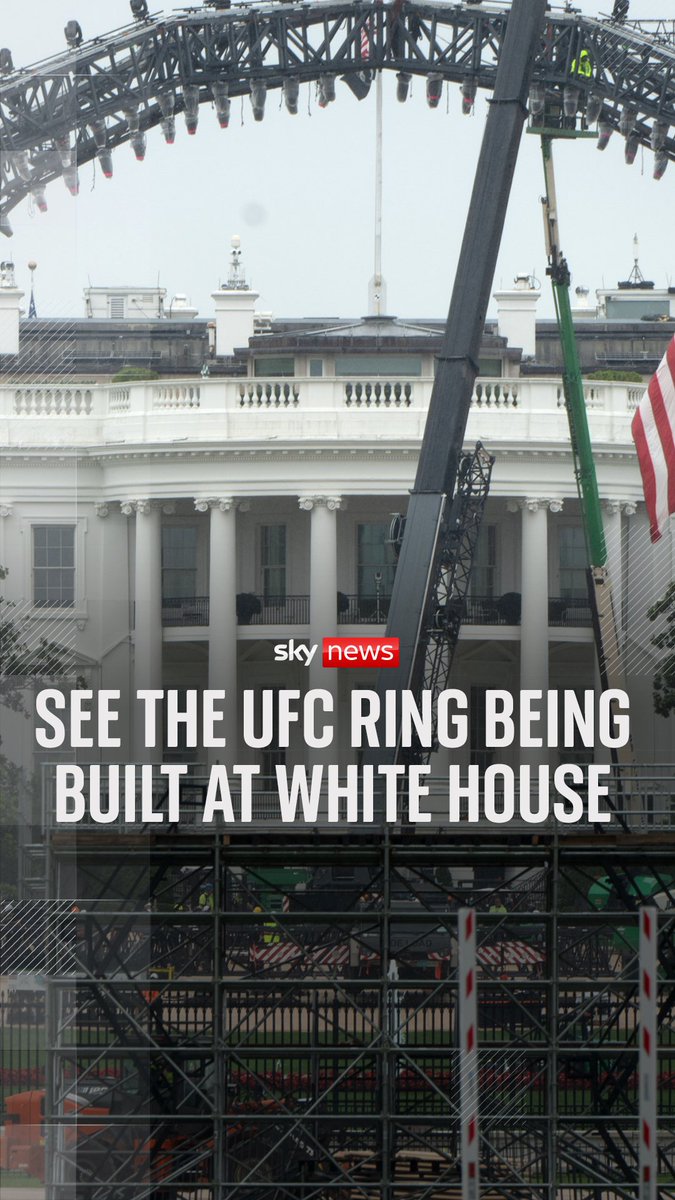 Construction crews are building a temporary UFC arena on the White House south lawn ahead of a fight event there next month.' It will form part of celebrations marking the 250th anniversary of American independence and coincides with Donald Trump's birthday.