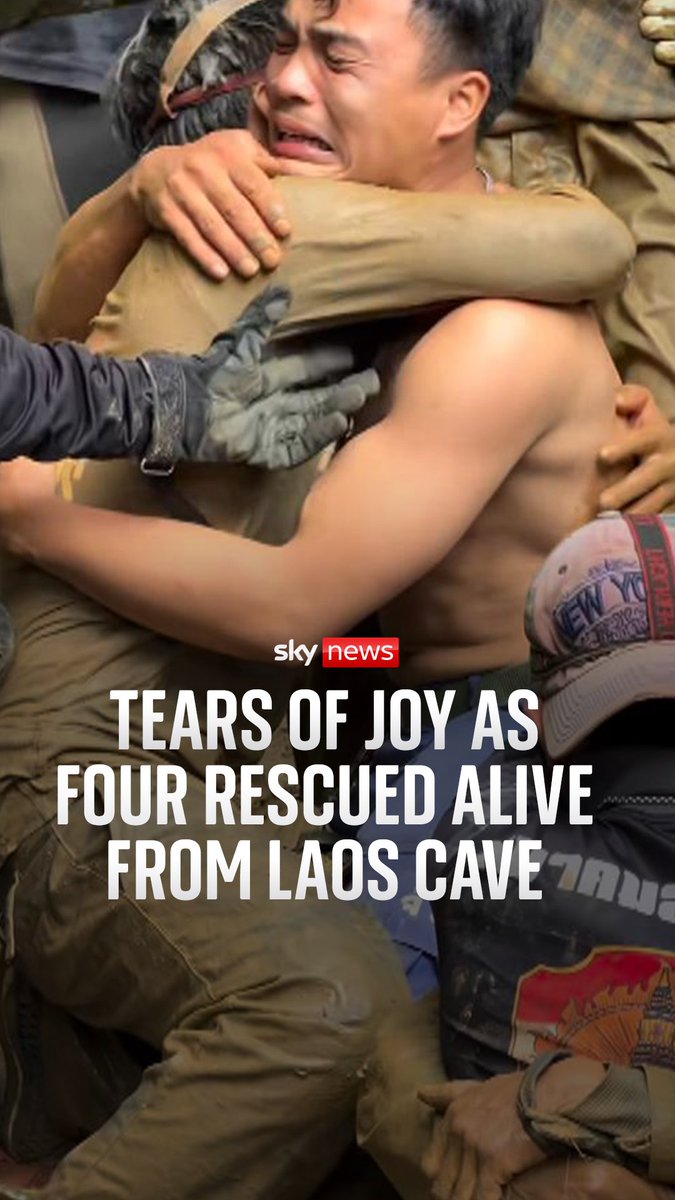 Watch the moment when rescuers safely free four local villagers in Laos, who were trapped inside a flooded cave for 10 days, after flash floods cut off their escape route. Two are still missing. Read the full story here: