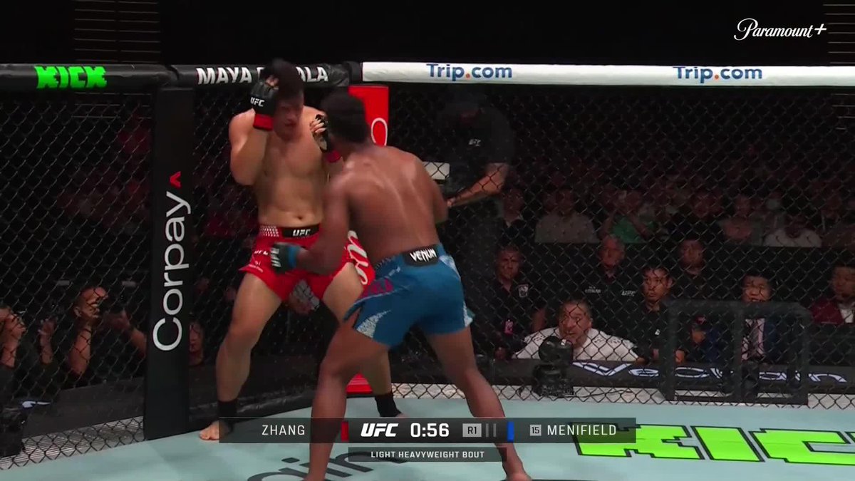 Straight right, right Uppercut, right hook, left hook 😲 Alonzo Menifield used every weapon in his tool box to get the finish 🛠️ #UFCMacau