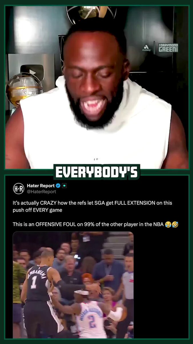 Draymond Green: “Shai, you've reached a new level of greatness my man... you got sports media coming out and talking about what they don't like about your greatness, as if SGA is running up and down the court with the whistle in his mouth calling a foul for himself... you all think the NBA is that easy to where this guy just flops and goes to the free throw line and he becomes the back to back MVP? We really gonna dumb the NBA down to that?” (via The Draymond Green Show)