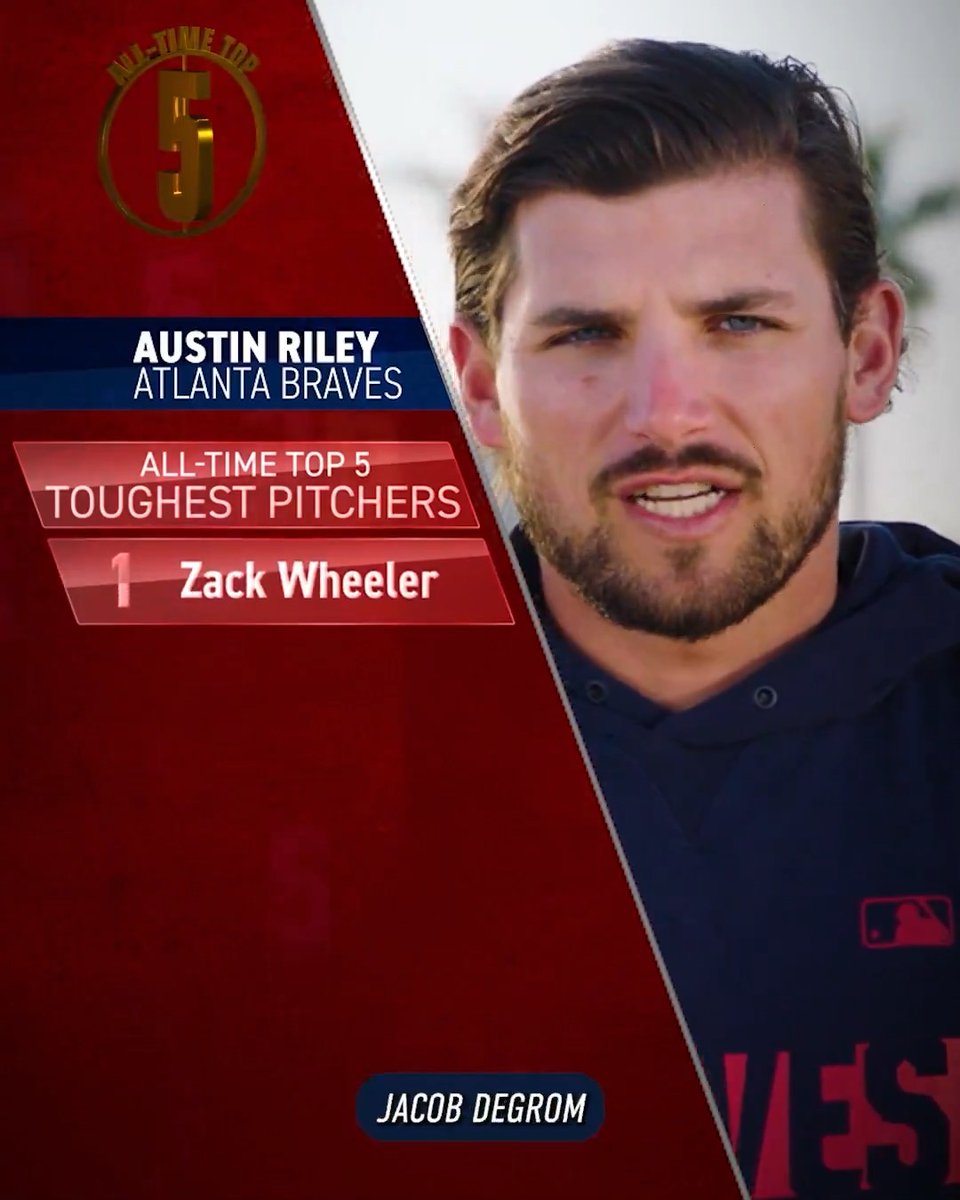 Austin Riley's toughest pitchers to face: 4. Justin Steele 3. Paul Skenes 2. Jacob deGrom 1. Zack Wheeler Tune in to Play Ball at 1pm ET on MLB Network!