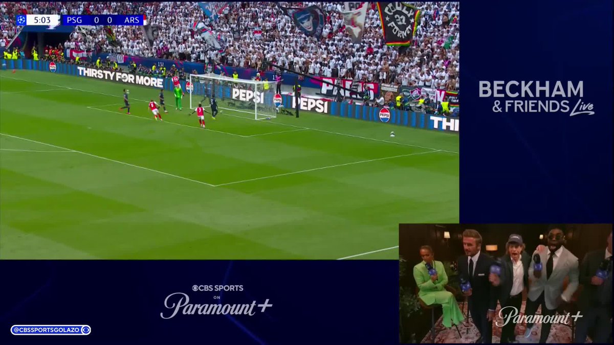 "YESSSSSSSSS" Arsenal fan Sir Mick Jagger celebrating the Arsenal goal with Sir David Beckham and Micah Richards is the content we didn't know we needed 🔥 Stream the Beckham & Friends Live altcast exclusively on Paramount+ 📺
