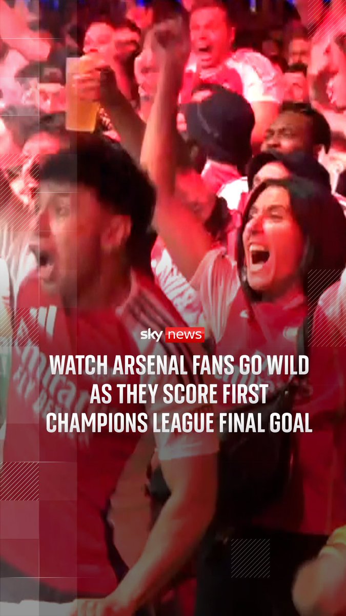 WATCH: Fans go wild as Arsenal take the lead in Champions League final.⁠ ⁠ The goal came from striker Kai Havertz within the opening six minutes⁠ ⁠ 🔗Latest: