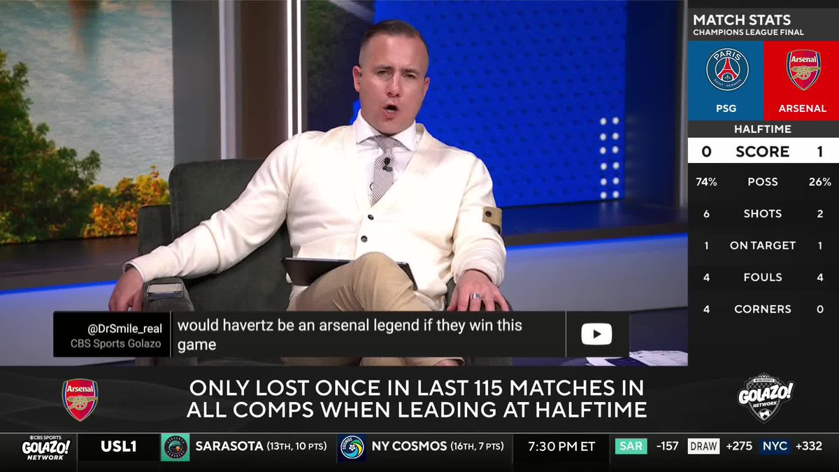 "This is what's going to work against PSG." โ๏ธ ๐๐๐ ๐๐๐๐ ๐๐๐ and Adam Hunt break down Arsenal's passing in the first half. UCL final Matchday Watchalong is LIVE on Golazo Network and YouTube ๐บ
