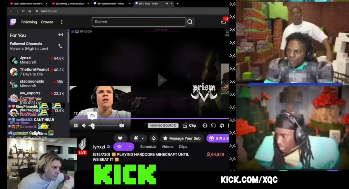 xQc insinuated that Stable Ronaldo and Jynxzi, for using the Kai Cenat and IShowSpeed method acting clueless and pretending not to know how to play Minecraft in order to drag out the subathon to farm subs 👀😬 “Ten days is a lot.. they could beat it in under one day. They're just farming”