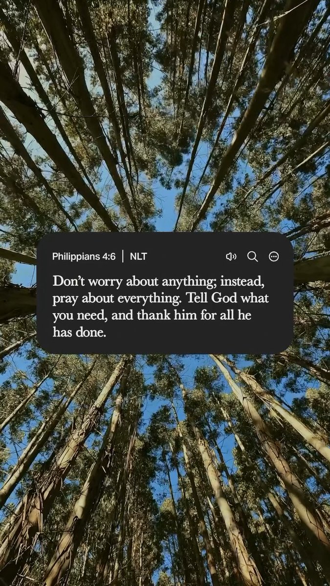 If it’s on your mind, why aren’t you praying about it? “𝘋𝘰𝘯’𝘵 𝘸𝘰𝘳𝘳𝘺 𝘢𝘣𝘰𝘶𝘵 𝘢𝘯𝘺𝘵𝘩𝘪𝘯𝘨; 𝘪𝘯𝘴𝘵𝘦𝘢𝘥, 𝘱𝘳𝘢𝘺 𝘢𝘣𝘰𝘶𝘵 𝘦𝘷𝘦𝘳𝘺𝘵𝘩𝘪𝘯𝘨. 𝘛𝘦𝘭𝘭 𝘎𝘰𝘥 𝘸𝘩𝘢𝘵 𝘺𝘰𝘶 𝘯𝘦𝘦𝘥, 𝘢𝘯𝘥 𝘵𝘩𝘢𝘯𝘬 𝘩𝘪𝘮 𝘧𝘰𝘳 𝘢𝘭𝘭 𝘩𝘦 𝘩𝘢𝘴 𝘥𝘰𝘯𝘦.” — Philippians 4:6 NLT It’s not “pray about some things,” or “pray about most things.” It’s everything. Sometimes it's easy to forget that God wants us to bring things to him continually. So today, don’t just pray about some of the things you’re facing. Pause. Be still. And bring everything to God.