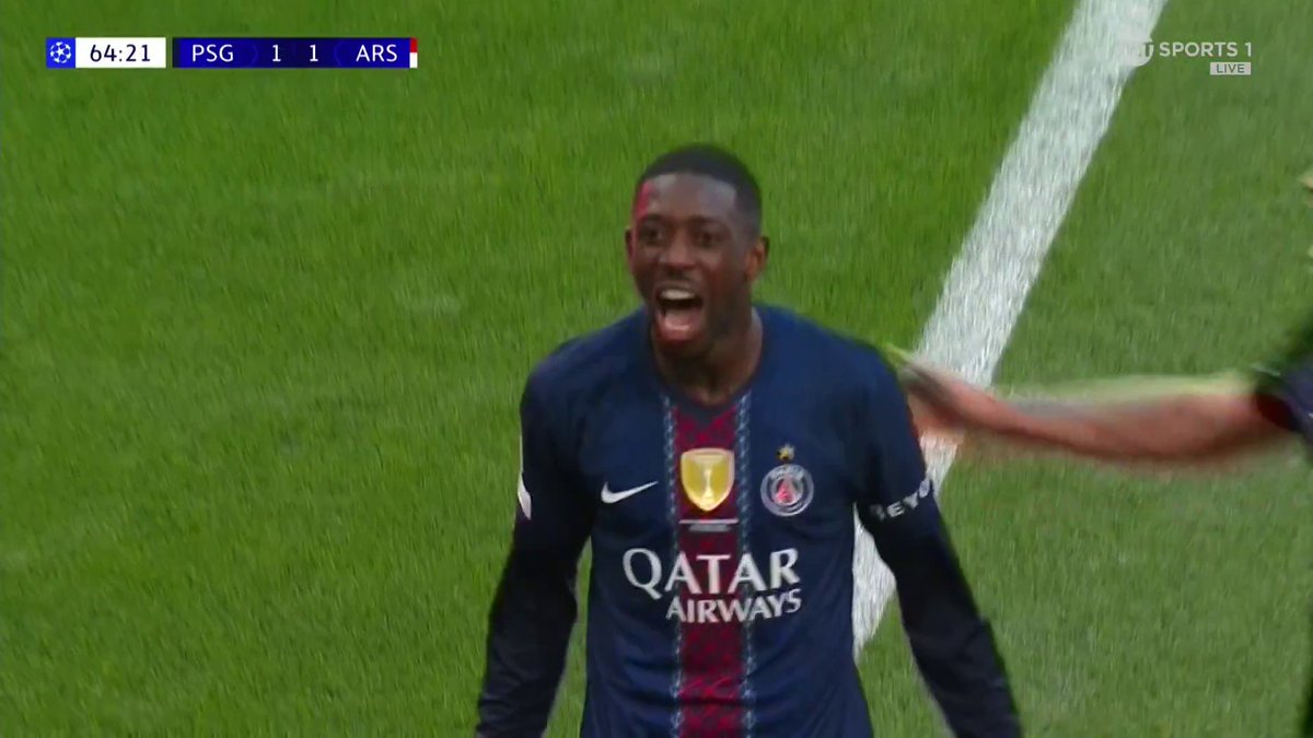 PSG are LEVEL in the UEFA Champions League final! Ousmane Dembélé beats David Raya from the spot 👊 📺 TNT Sports & HBO Max