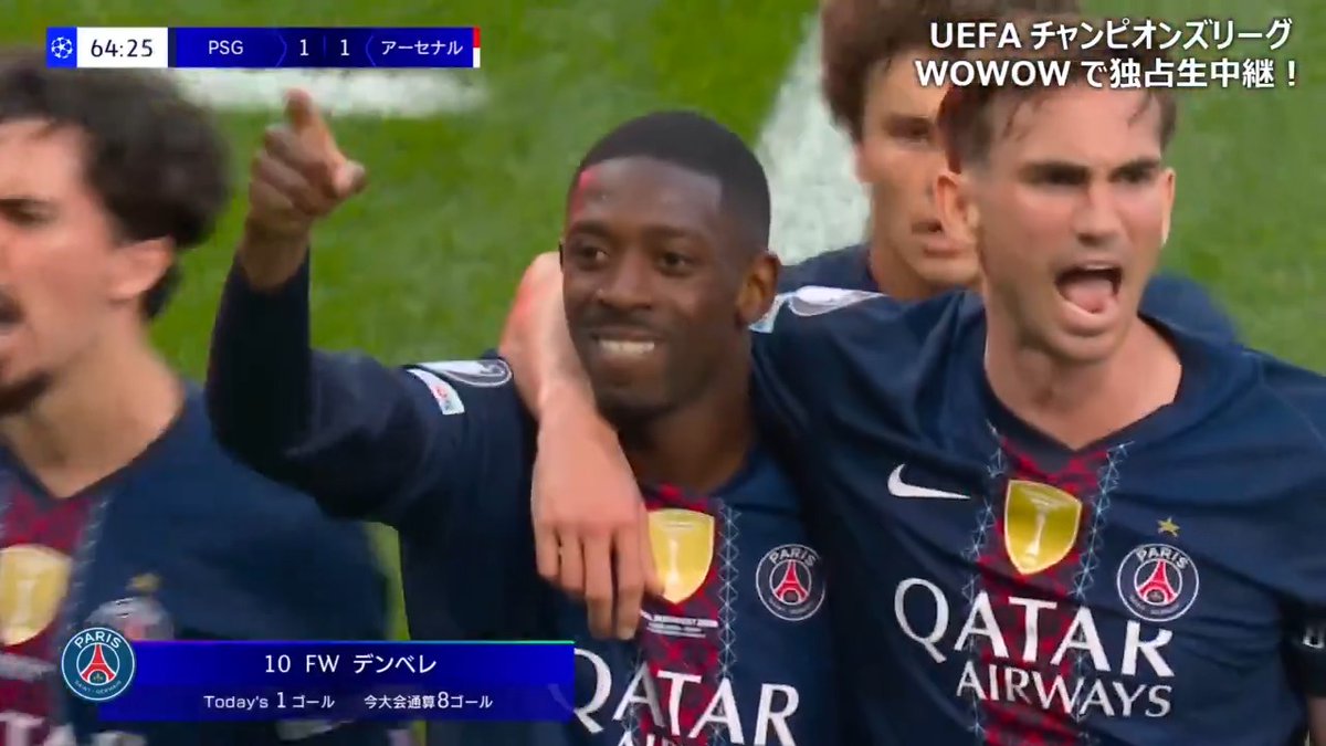 デンベレのゴールでPSGが同点🇫🇷🔥 バロンドーラーの一撃で王者が息を吹き返す💪 🎥WOWOWサッカー