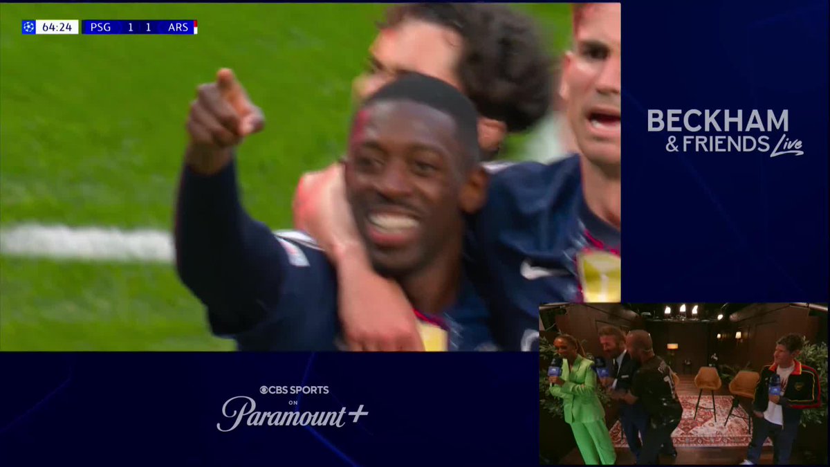 "COME ON, LET'S GO." NBA legend Tony Parker was HYPED to see Ousmane Dembélé score PSG's equalizer from the spot 🎉 Stream the Beckham &amp; Friends Live altcast exclusively on Paramount+ 📺