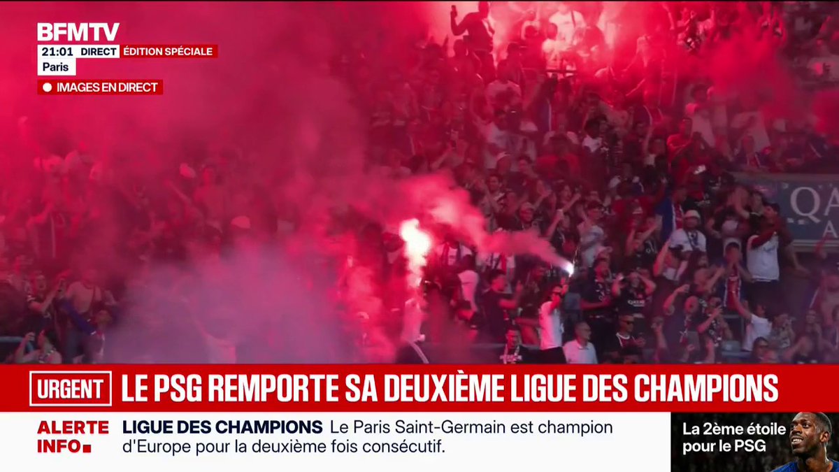 Le PSG vainqueur de la Ligue des champions: explosion de joie à Paris ! Les Parisiens l'emportent face à Arsenal en finale de Ligue des champions et conservent leur titre