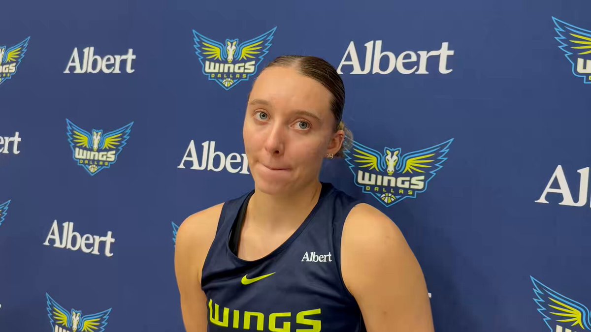 I asked Paige Bueckers about the downside of the added attention around the WNBA, in reference to comments A’ja Wilson made earlier this week. “The people constantly in your business… the paranoia of always being recorded… knowing every single move you make is going to get analyzed. On the human side, it’s not ideal… but pressure is a privilege. To have so many people look up to me, I really take that with pride.” #wingsup #dallaswings #wnba