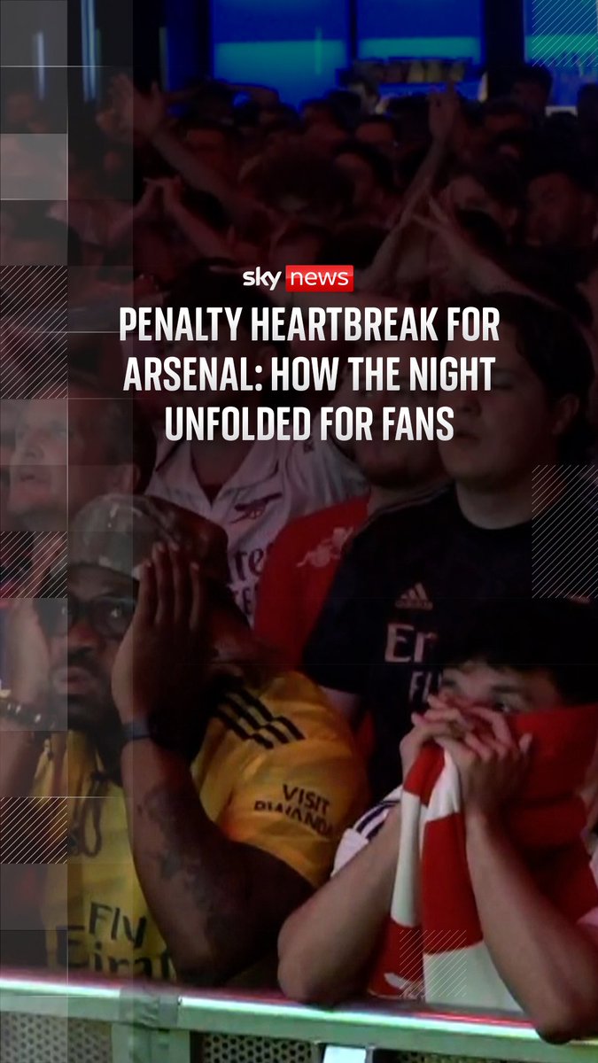 It was heartbreak at penalties for Arsenal as they fell at the final hurdle, with PSG winning the Champions League for the second time. Watch how fans reacted to the match as the night unfolded Latest: