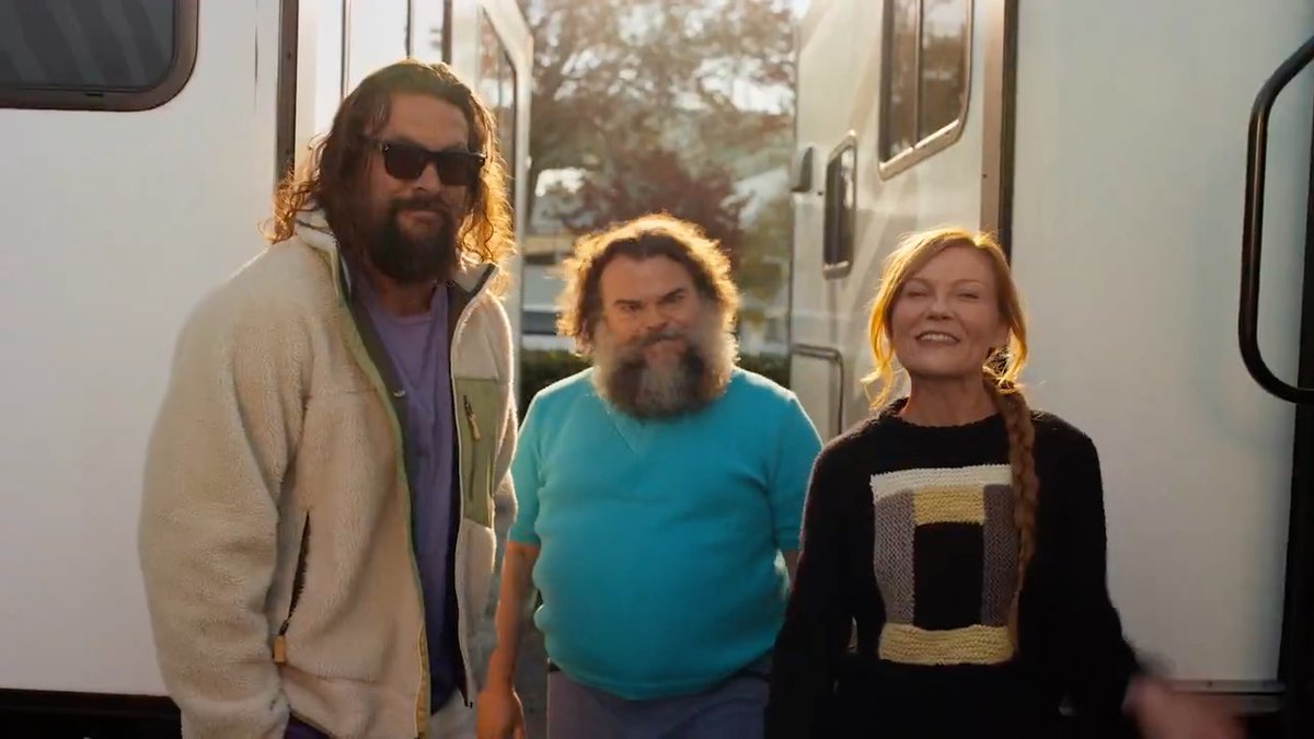 First look at Jack Black, Jason Momoa, and Kirsten Dunst on set of #AMinecraftMovieSquared. The #Minecraft sequel releases in theaters July 23, 2027.