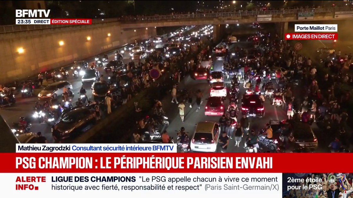 PSG champion d'Europe: le périphérique parisien a été envahi par les supporters
