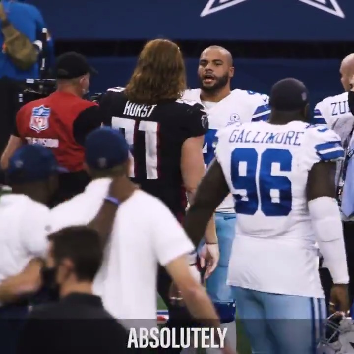BEAUTIFUL MOMENT: When #Falcons TE Hayden Hurst approached #Cowboys QB Dak Prescott to personally thank him for speaking openly about mental health. Hurst, who survived a suicide attempt, told Dak: “I’ve got a lot of respect for what you did.” 🥹🙏