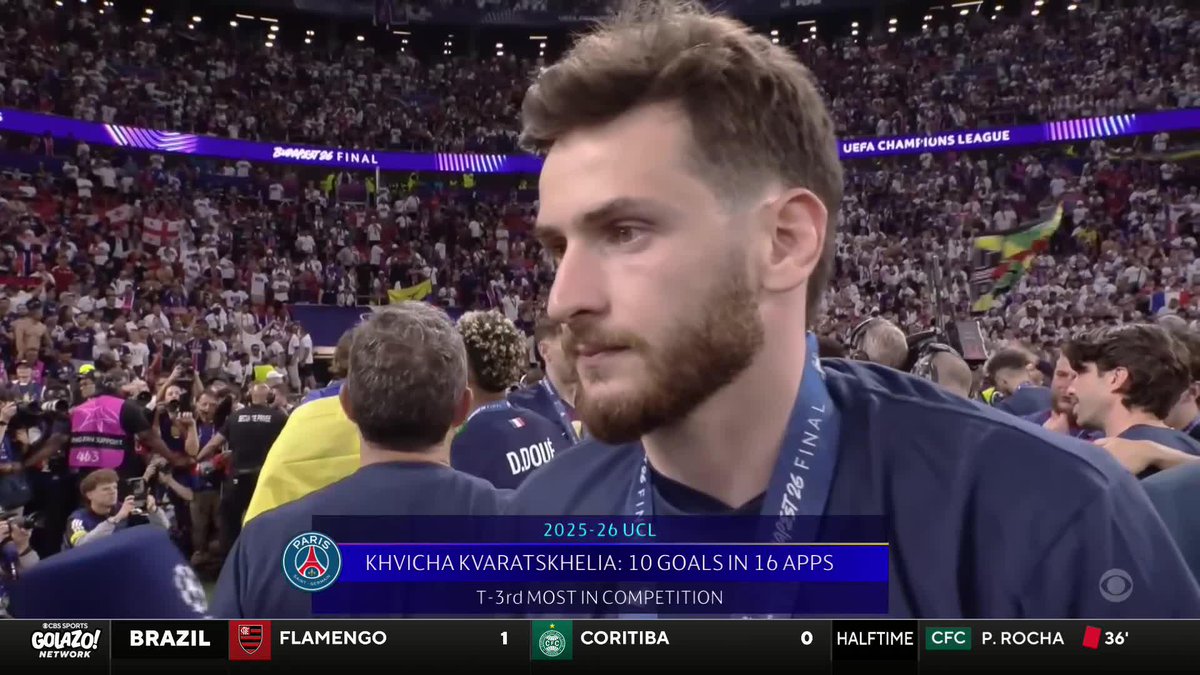 "The emotions I cannot describe... We deserved to win." PSG's Khvicha Kvaratskhelia shares his post-match thoughts 🇬🇪