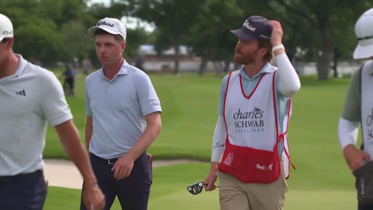 Ryan Gerard birdies the 18th to propel himself into the final grouping Sunday at the Charles Schwab Challenge.