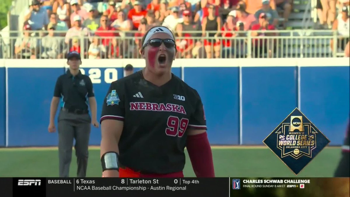 3️⃣ UP, 3️⃣ DOWN #WCWS x 🎥 ESPN / Nebraska Softball