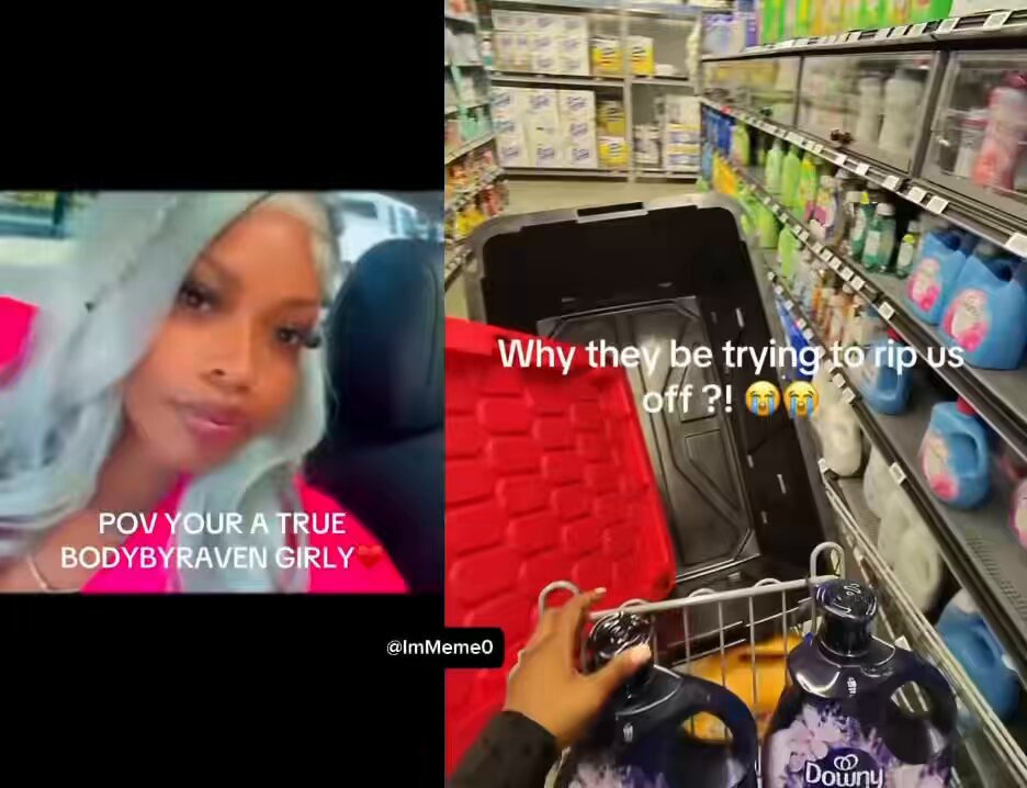 Woman who appears well-off proudly posted a video of herself refilling a bottle of laundry softener from another bottle and then putting the empty one back on the shelf, justifying it by saying, “We gotta get our money’s worth.”