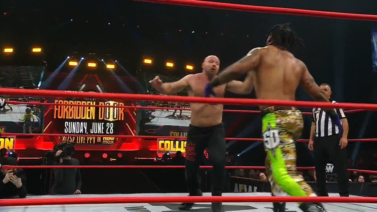Great teamwork on display by The Infantry! Watch #AEWCollision LIVE NATIONWIDE on TNT & HBO Max