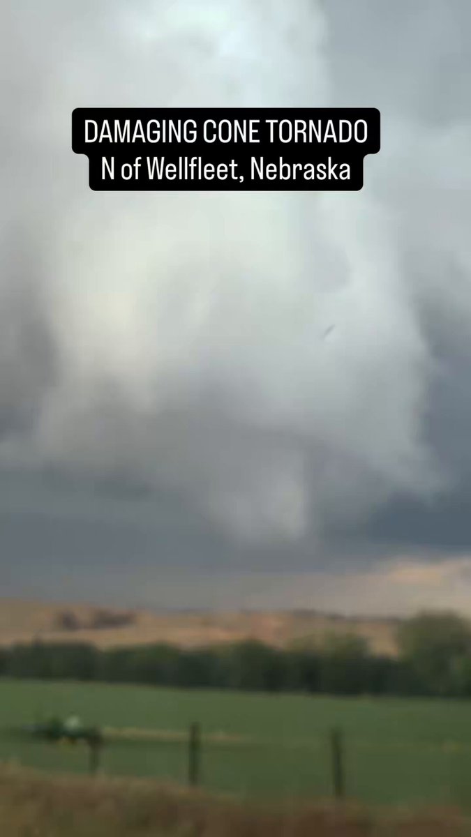 Team #Dominator digs out a tornado DAMAGING CONE #TORNADO with no tornado warning north of Welfleet, Nebraska! Team Dominator continues to have a BIG May for science! #stormchasing