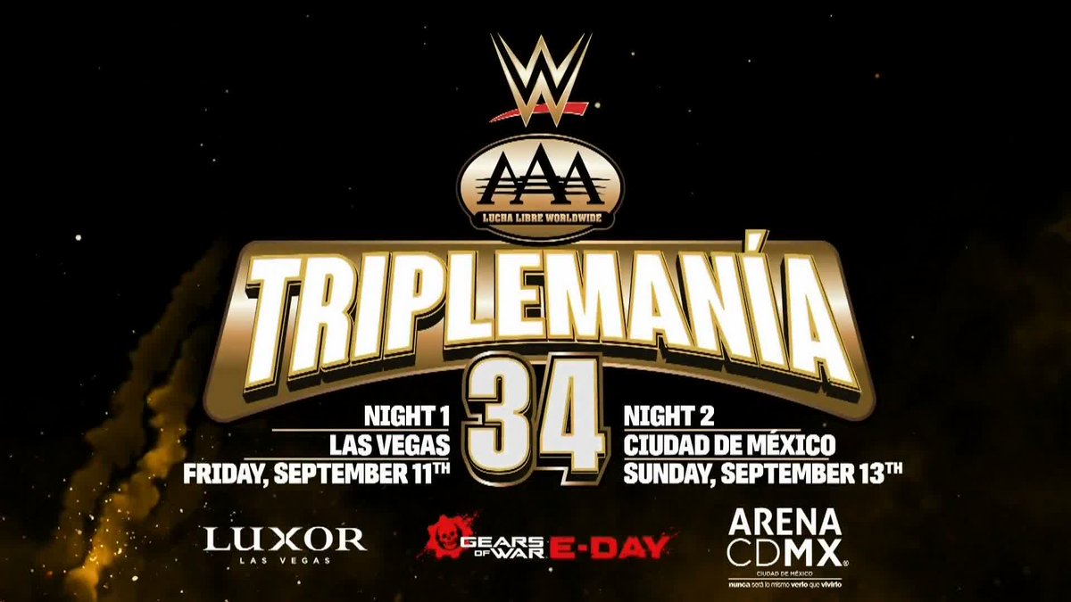 Por primera vez #Triplemania llegará a los Estados Unidos con la primera noche de Triplemanía 34 en Las Vegas y por supuesto la segunda noche en Ciudad de México 🙌