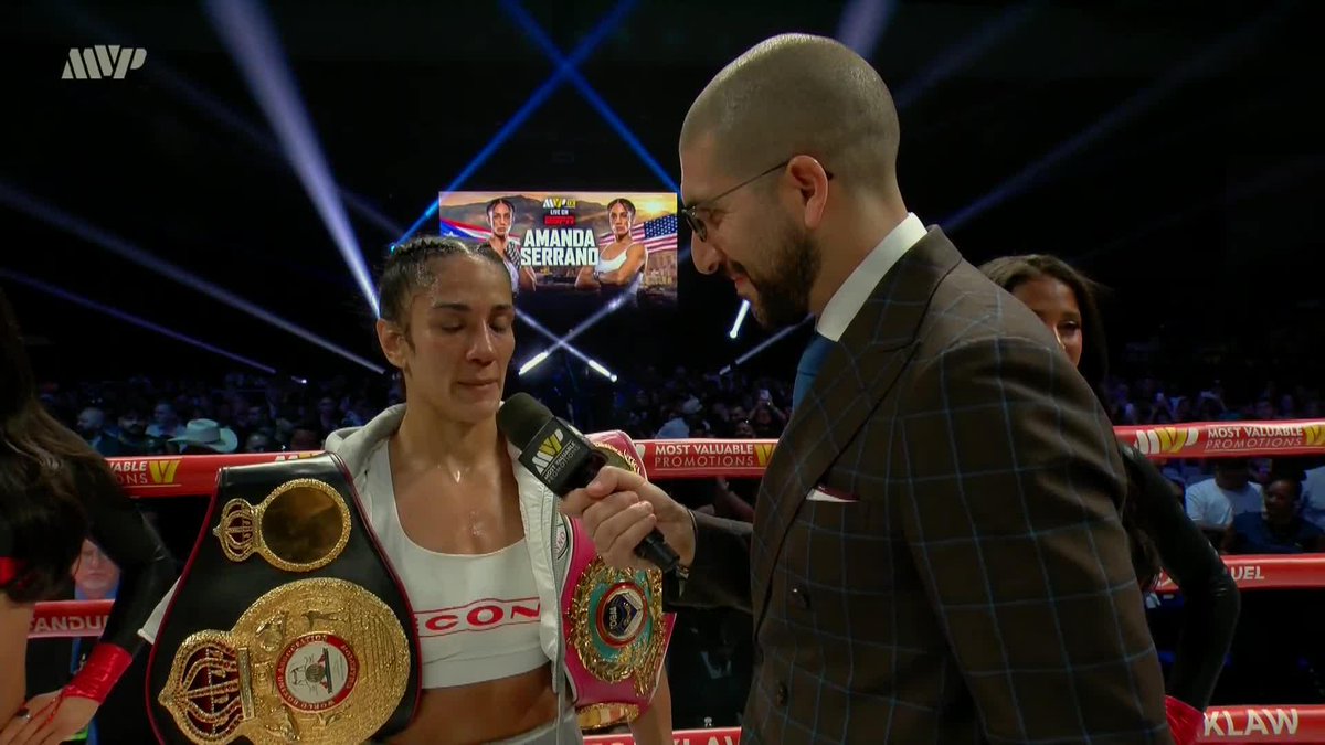 An emotional Amanda Serrano takes it all in after making history! ——— #MVPW03 LIVE NOW 🇺🇸 ESPN 🇬🇧 SkySports 🌎