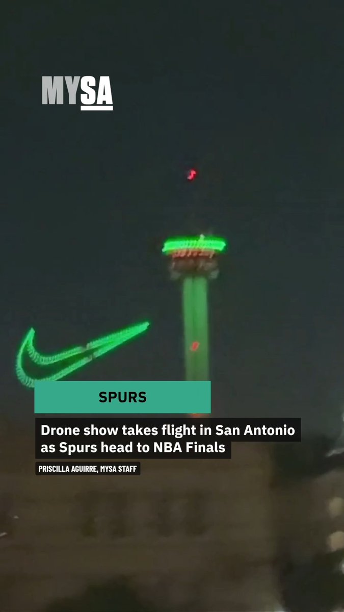 A night San Antonio won't forget. Spurs win Game 7, 111-103, punch their ticket to the NBA Finals, and downtown celebrates in style with a drone show. 🚁✨🏀 #GoSpursGo