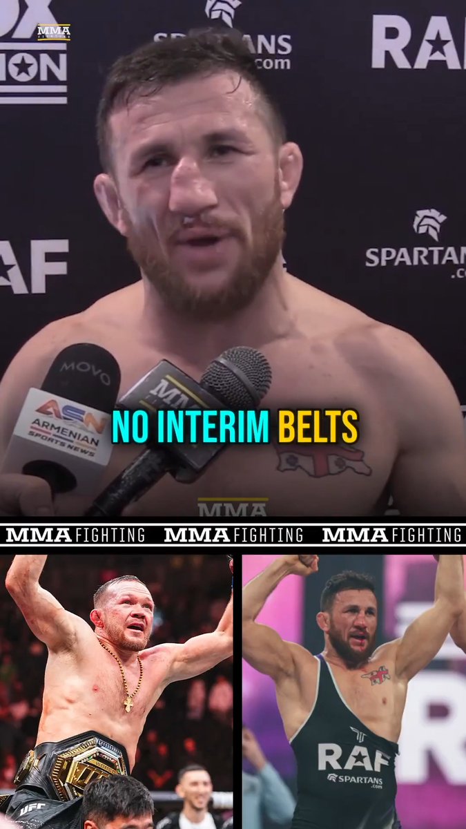 Merab Dvalishvili says the #UFC promised him there would be "no interim belts" before his trilogy against Petr Yan: "It doesn't matter if Sean O'Malley wins or Aiemann Zahabi wins. I am fighting Yan."