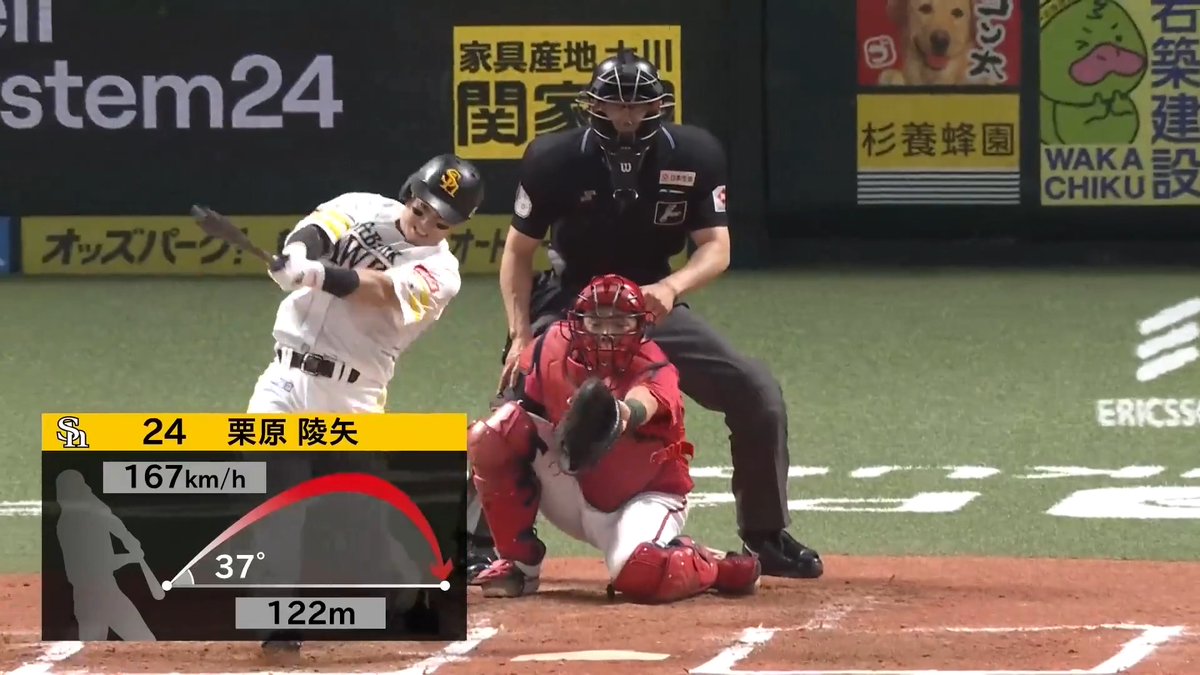 クリ🌰の勢いが止まらない！🌊 5月最終日に11本塁打目！👀😲 福岡ソフトバンク 栗原陵矢 選手の今シーズン第16号2ランホームランなどで3点を先制！🌈 👇日本生命セ・パ交流戦見るならパテレ！