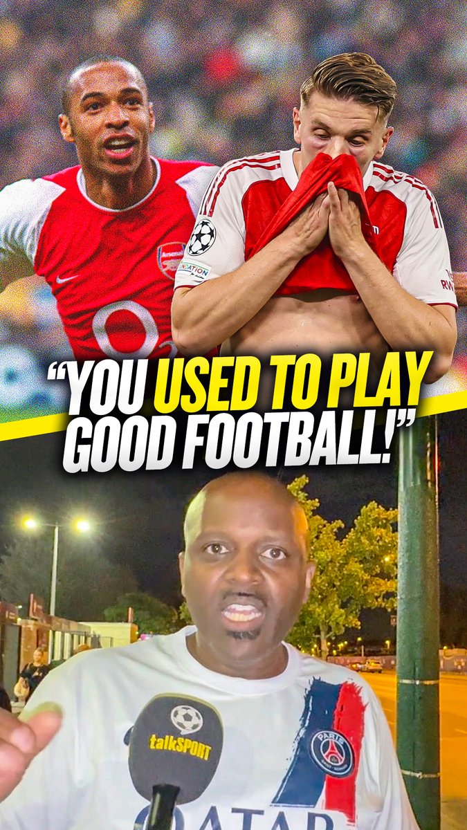 🤦‍♂️ "Arsenal used to play great football!" ❌ "Hoofing balls... that's not the Arsenal we know!" 🤩 "The Arsenal of Thierry Henry was a team that played football!" The PSG gave a damning assessment of #AFC's style as he insists football won in the UCL final! 😳