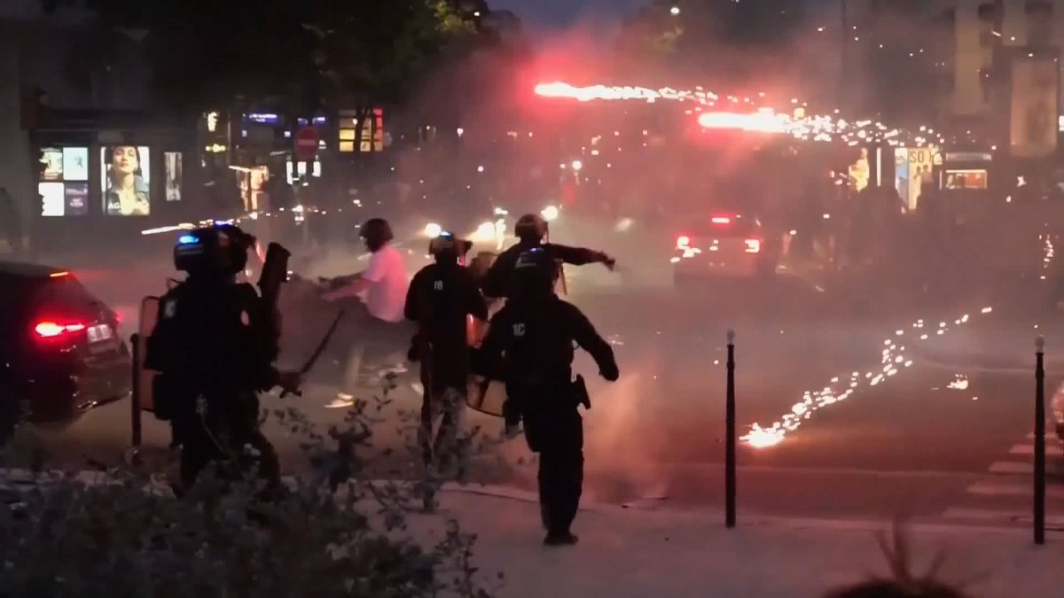 416 arrests were made, with 283 in Paris last night following PSG's Champions League win against Arsenal.