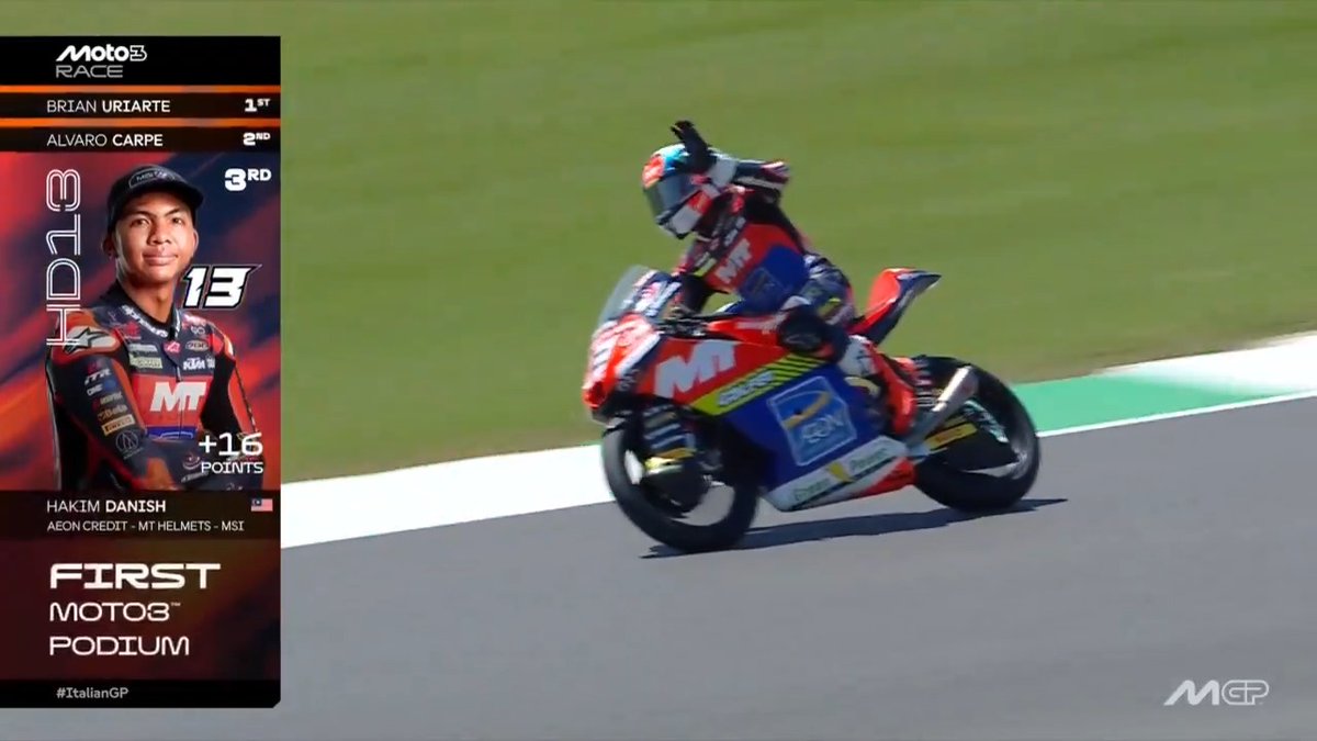 MAIDEN #Moto3 podium for Hakim Danish 🥉🇲🇾👏 #ItalianGP 🇮🇹