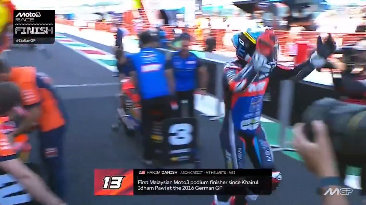 First Malaysian #Moto3 podium in 10 years 🔥🇲🇾 #ItalianGP 🇮🇹